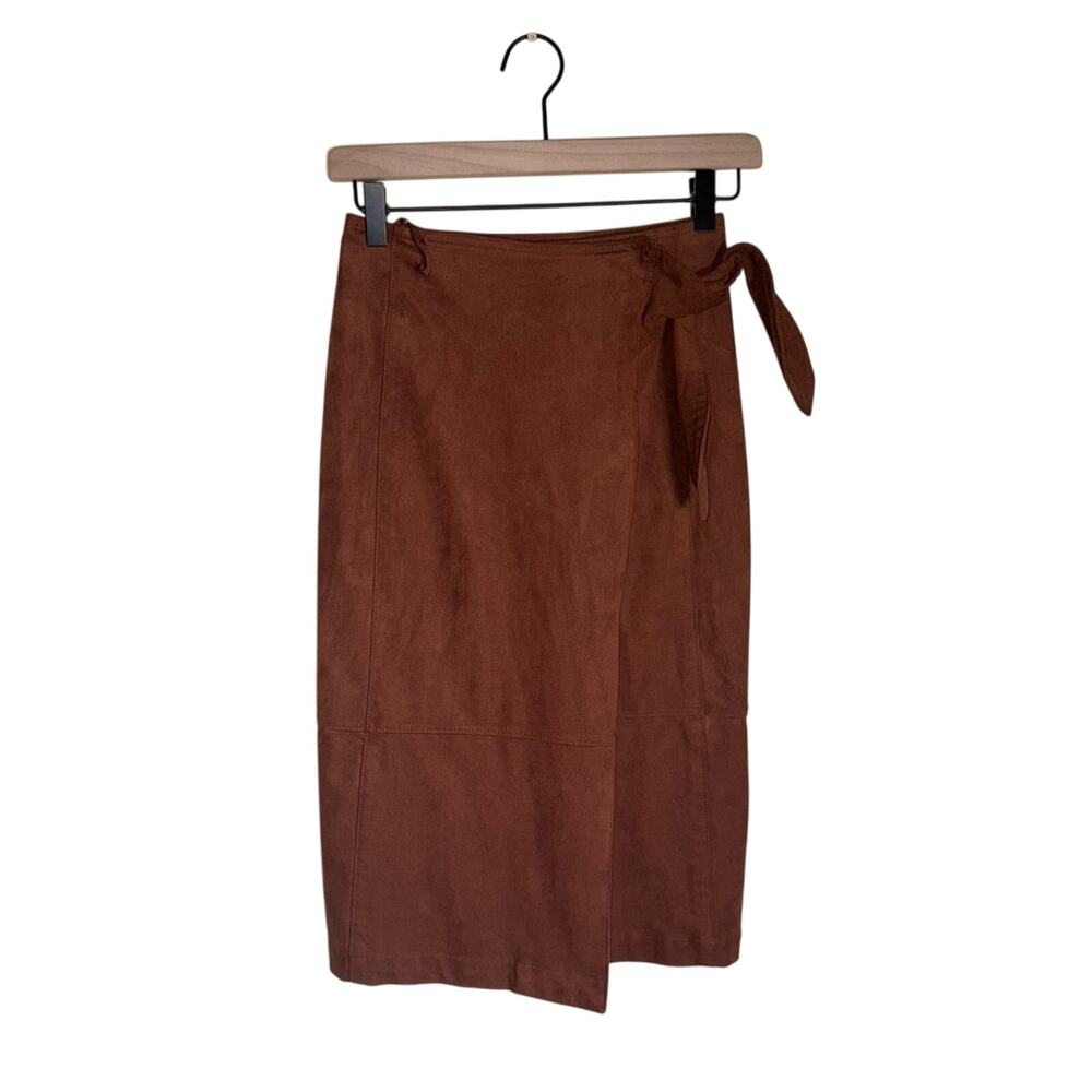 ANTHROPOLOGIE Lauren Sueded western Wrap Midi Skirt in Cocoa Women’s Size XXSP - Picture 5 of 8